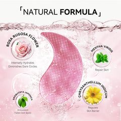 Applying BREYLEE Flamingo Pink Eye Mask under the eye area for rejuvenation.