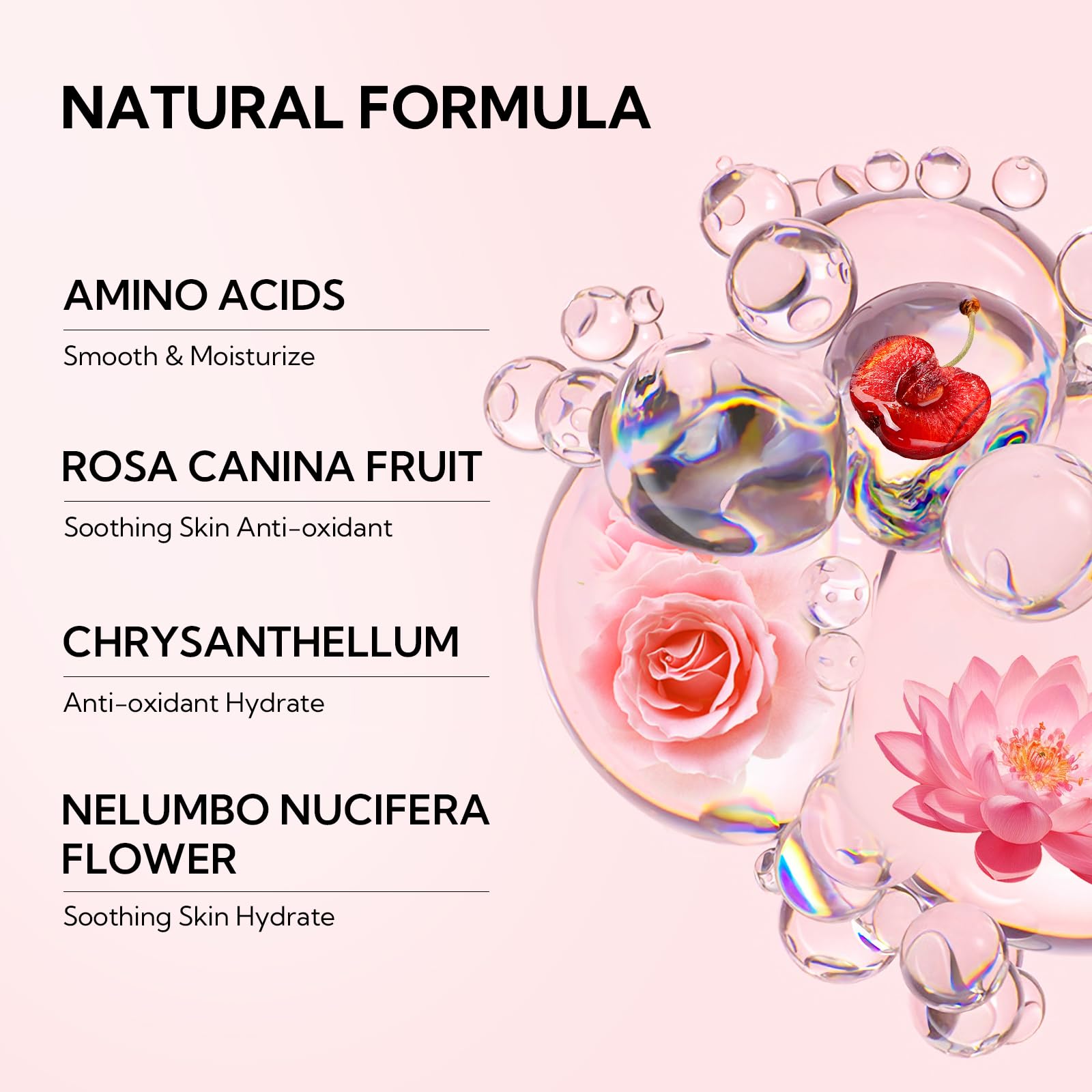 BREYLEE rose-scent close-up emphasizing gentle cleansing formula.