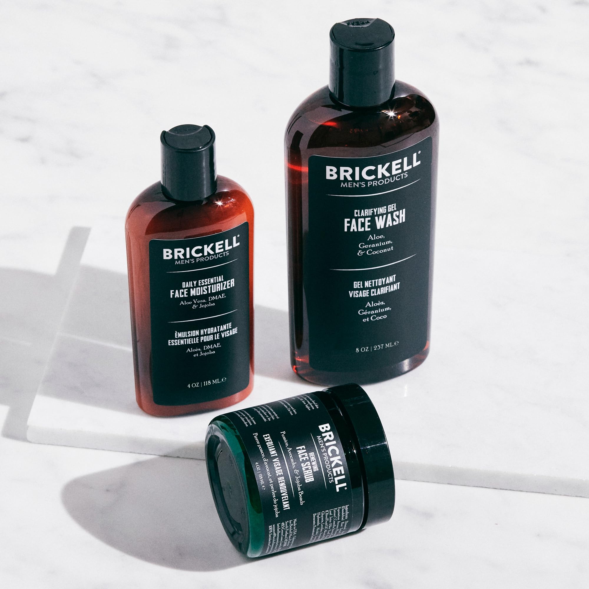 Brickell Daily Advanced Face Scrub texture with pumice beads exfoliates gently