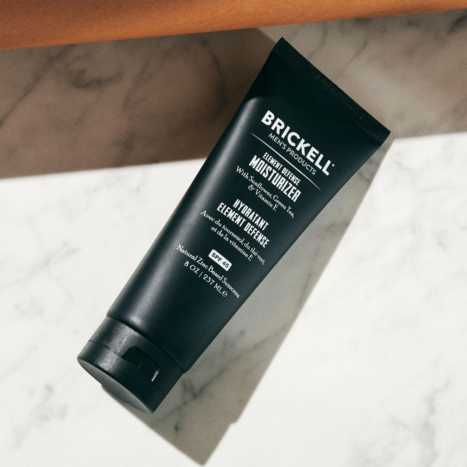 Brickell Element Defense SPF45 unscented formula ideal for sensitive skin outdoors.