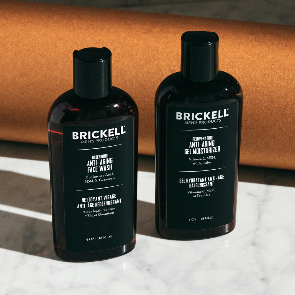 Gift set box featuring Brickell Men’s Products for gifting.