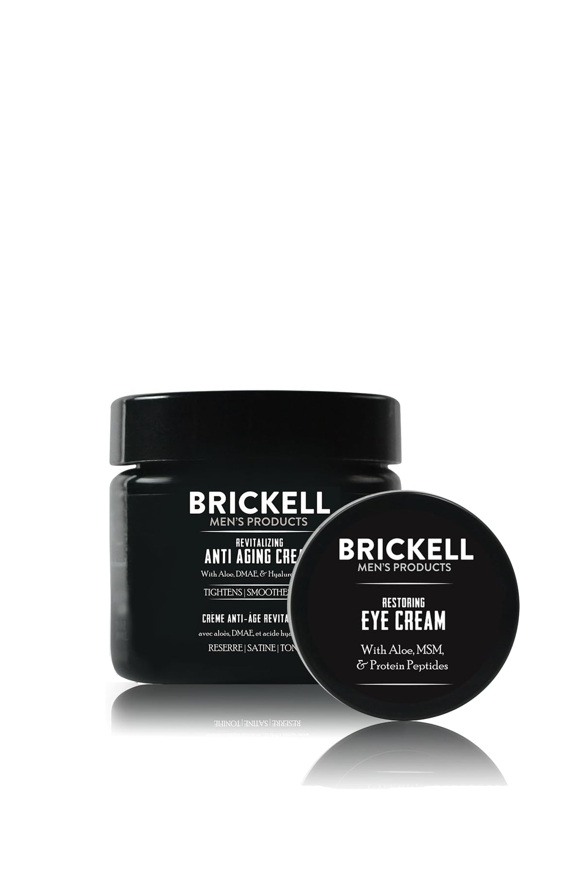 Brickell Men's Ultimate Anti-Aging Night Cream bottle close-up for overnight hydration.