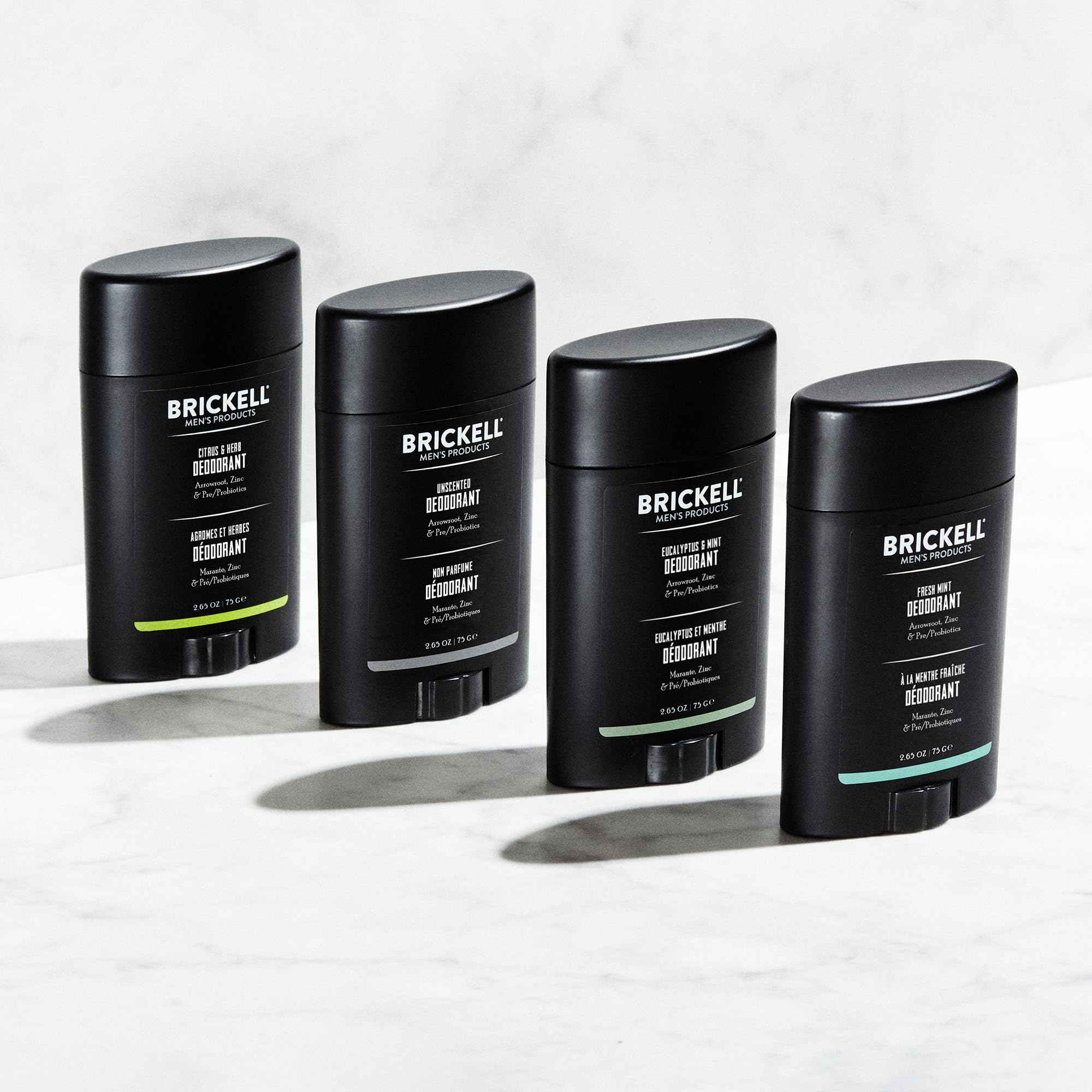 Brickell deodorant zinc ricinoleate close-up highlighting odor absorption