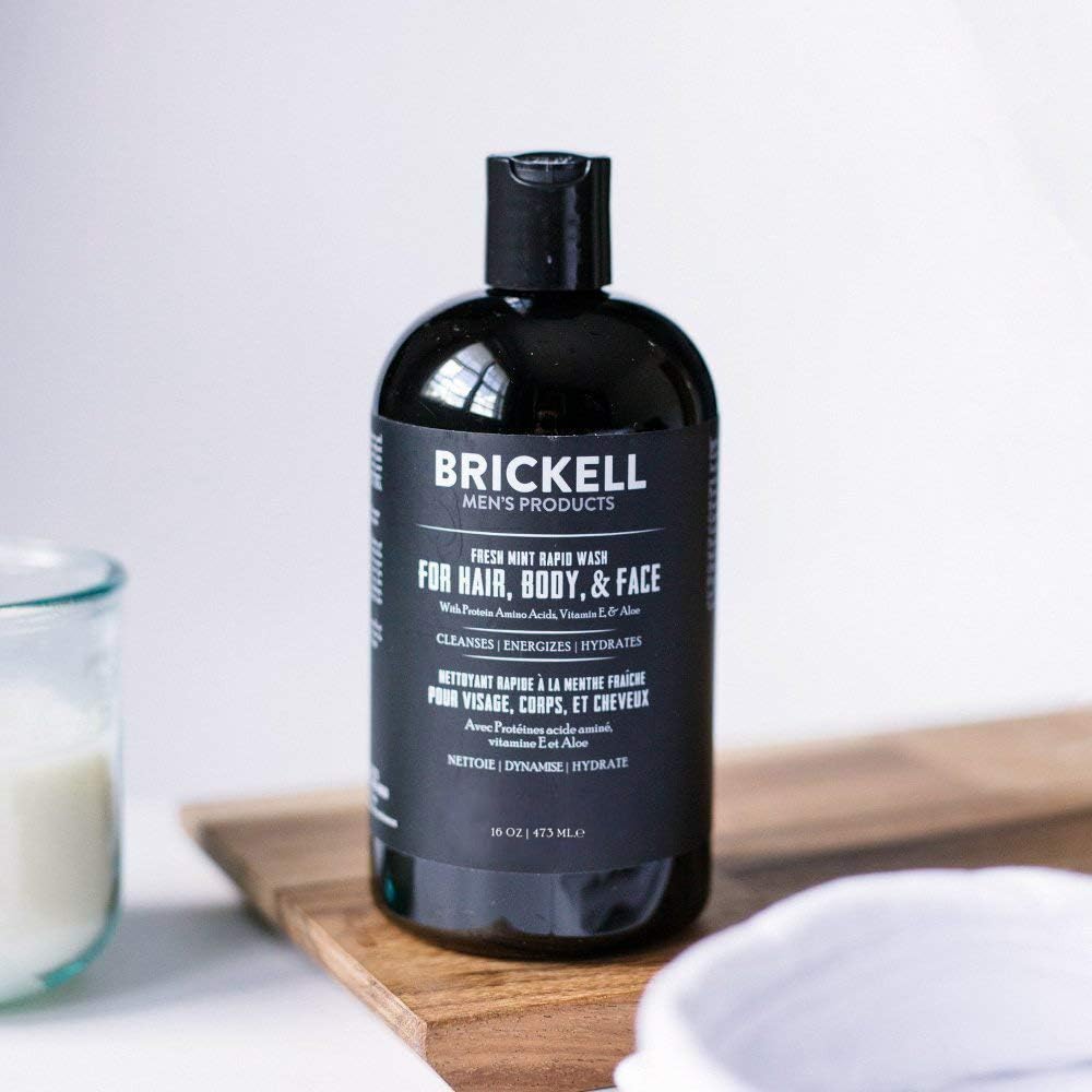 Foamy mint lather from Brickell Rapid Wash for easy cleansing