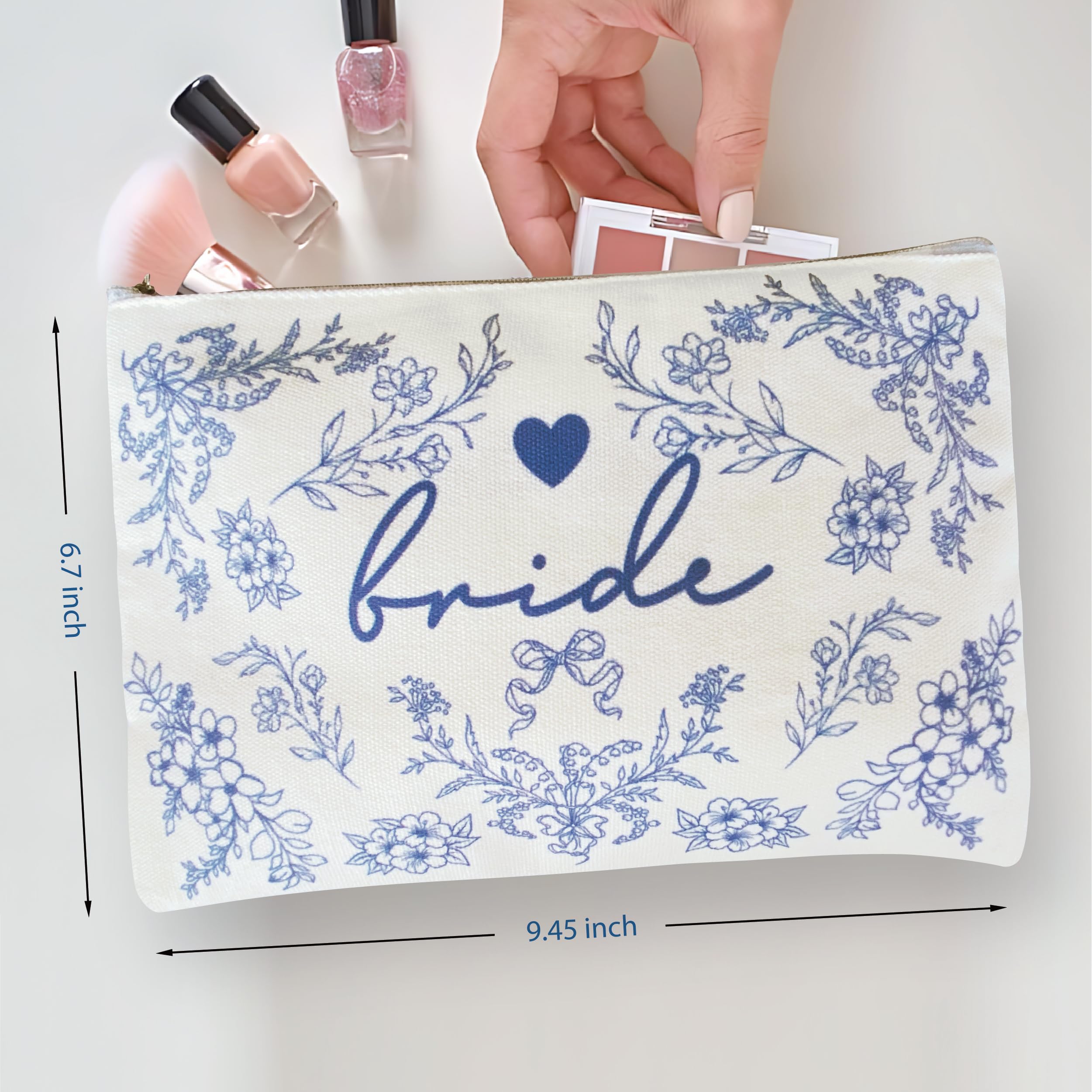 Bride Squad makeup bag logo detail adds elegant bridal flair