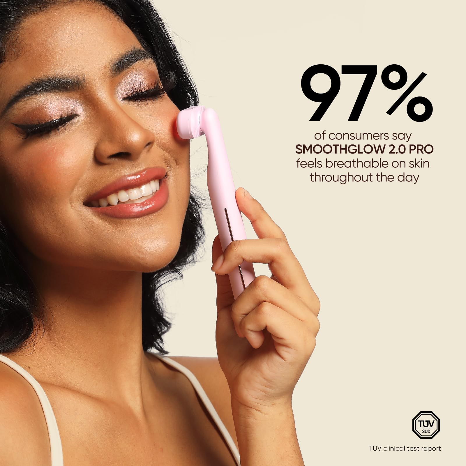 Bridigi SMOOTHGLOW 2.0 Pro microcurrent mode supports gentle lifting of facial areas