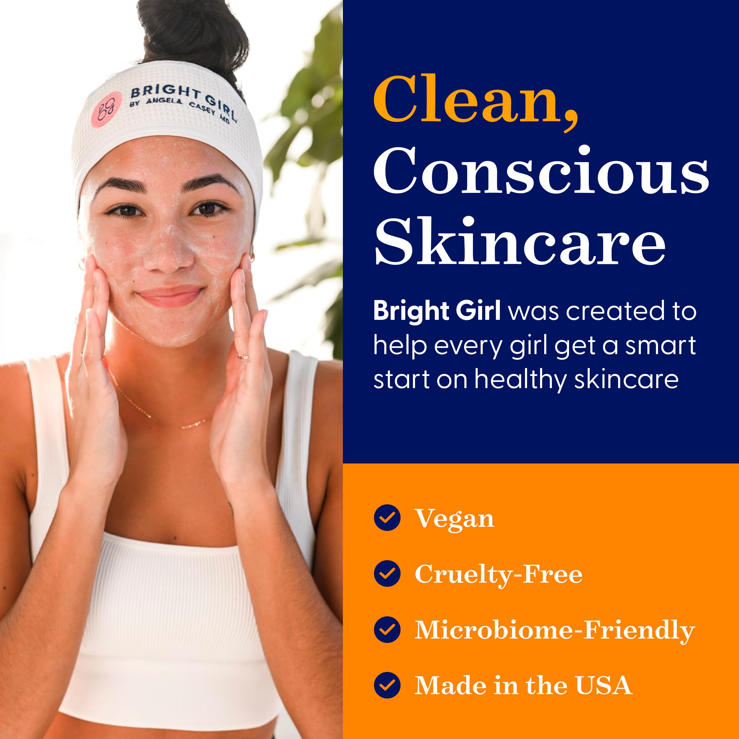 Bright Girl teen skincare routine morning cleanse shot.
