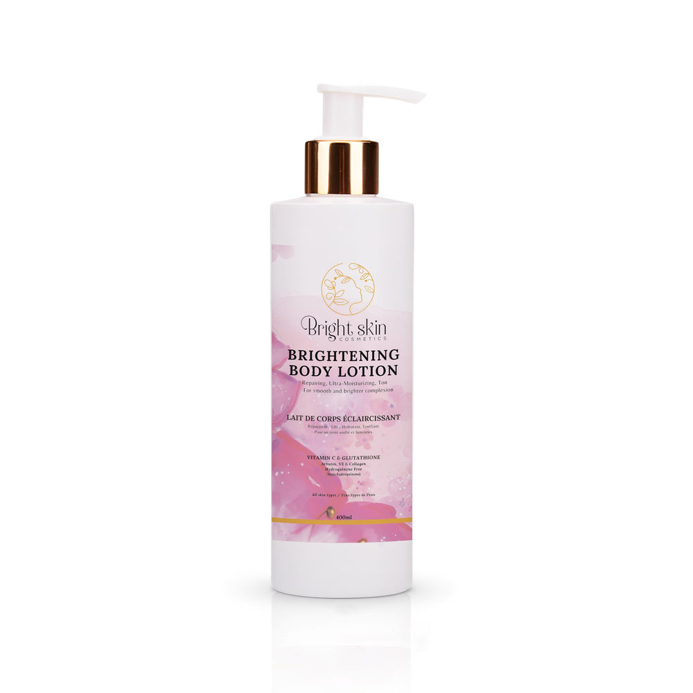 Bright Skin Cosmetics Brightening Body Lotion bottle ready for everyday use