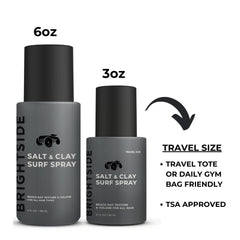 BRIGHTSIDE Salt and Clay Surf Spray in hand demonstrates effortless daily styling.