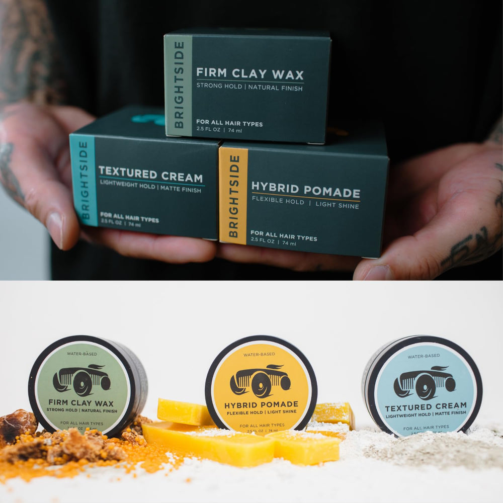 BRIGHTSIDE Textured Cream travel pack ready for on-the-go styling.