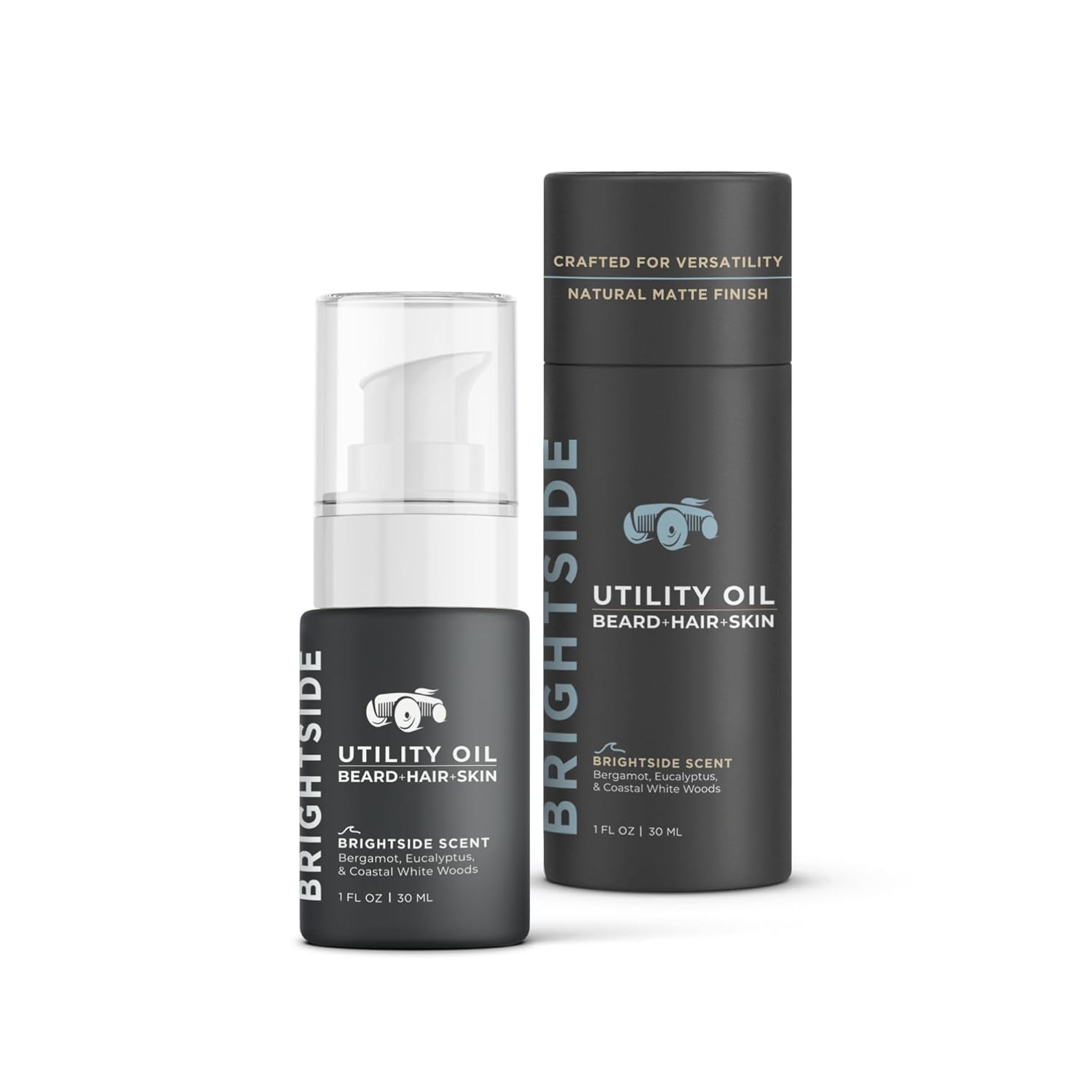 BRIGHTSIDE Utility Oil on beard for smooth, non-greasy hydration