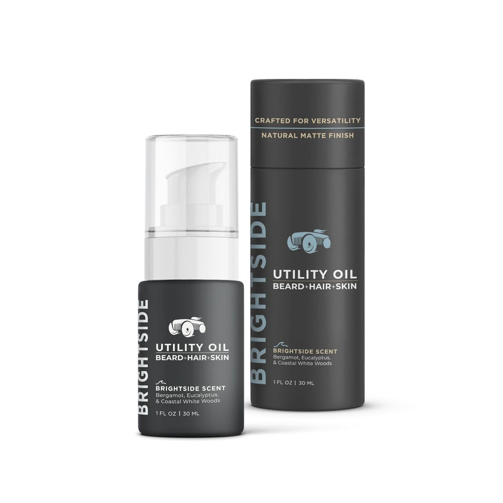 BRIGHTSIDE Utility Oil on beard for smooth, non-greasy hydration