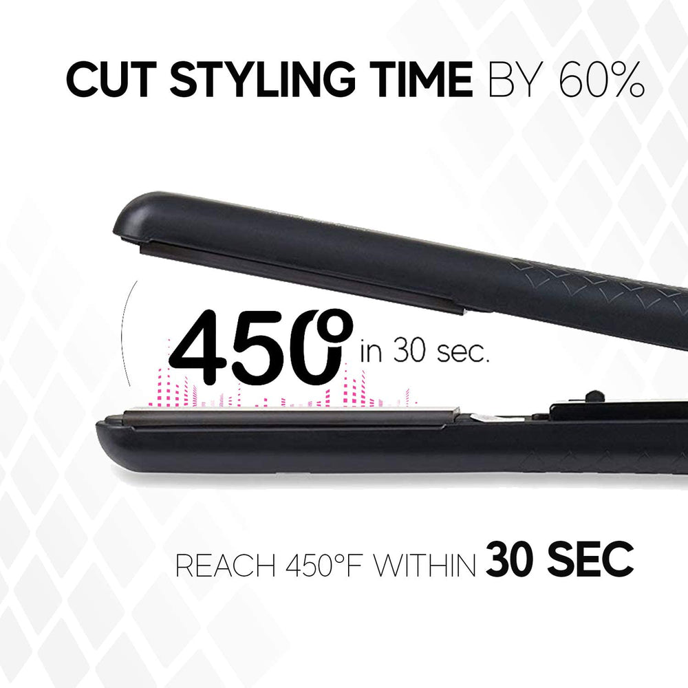 Brilliance New York flat iron with anti-static ionic plates reduces flyaways.