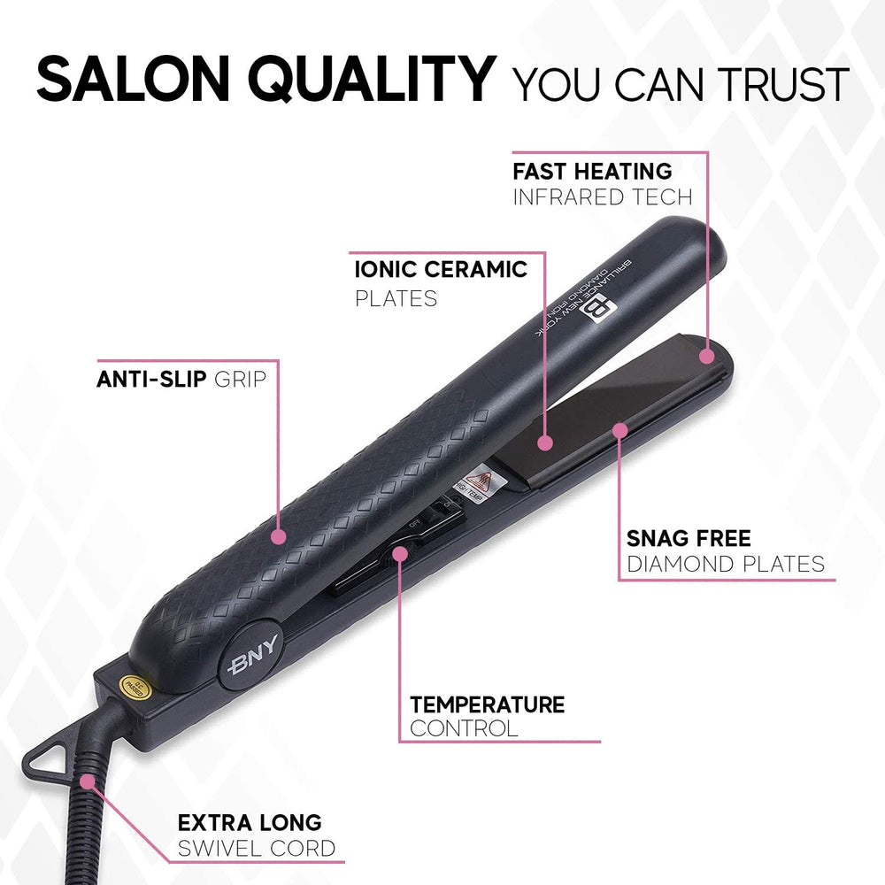 Brilliance New York flat iron in a compact, travel-friendly design.