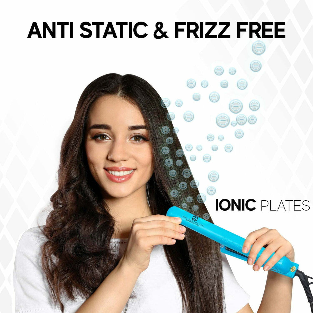 Brilliance New York keratin-friendly flat iron preserves treated hair during styling.