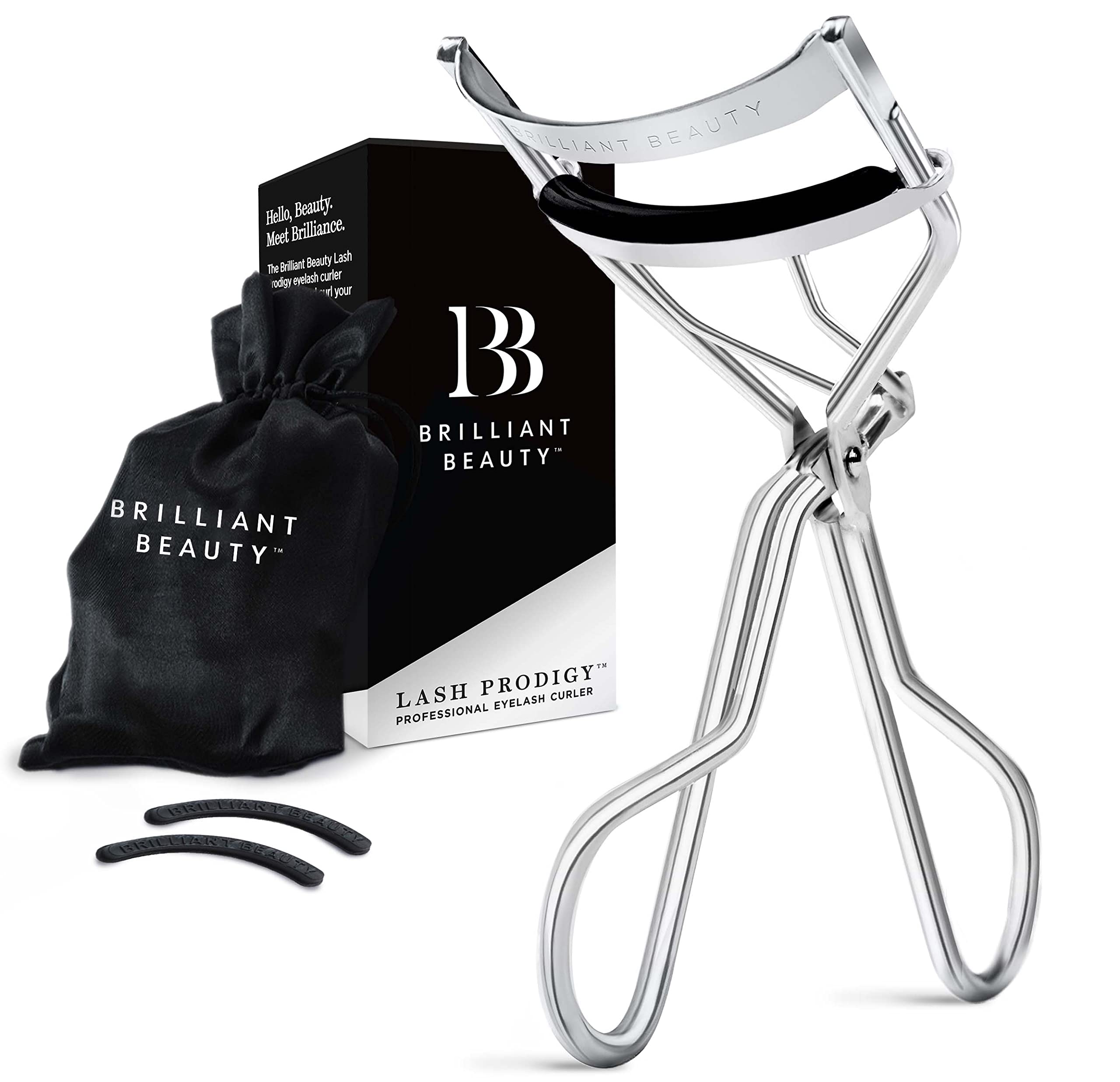 Brilliant Beauty eyelash curler in platinum finish delivers a smooth curl