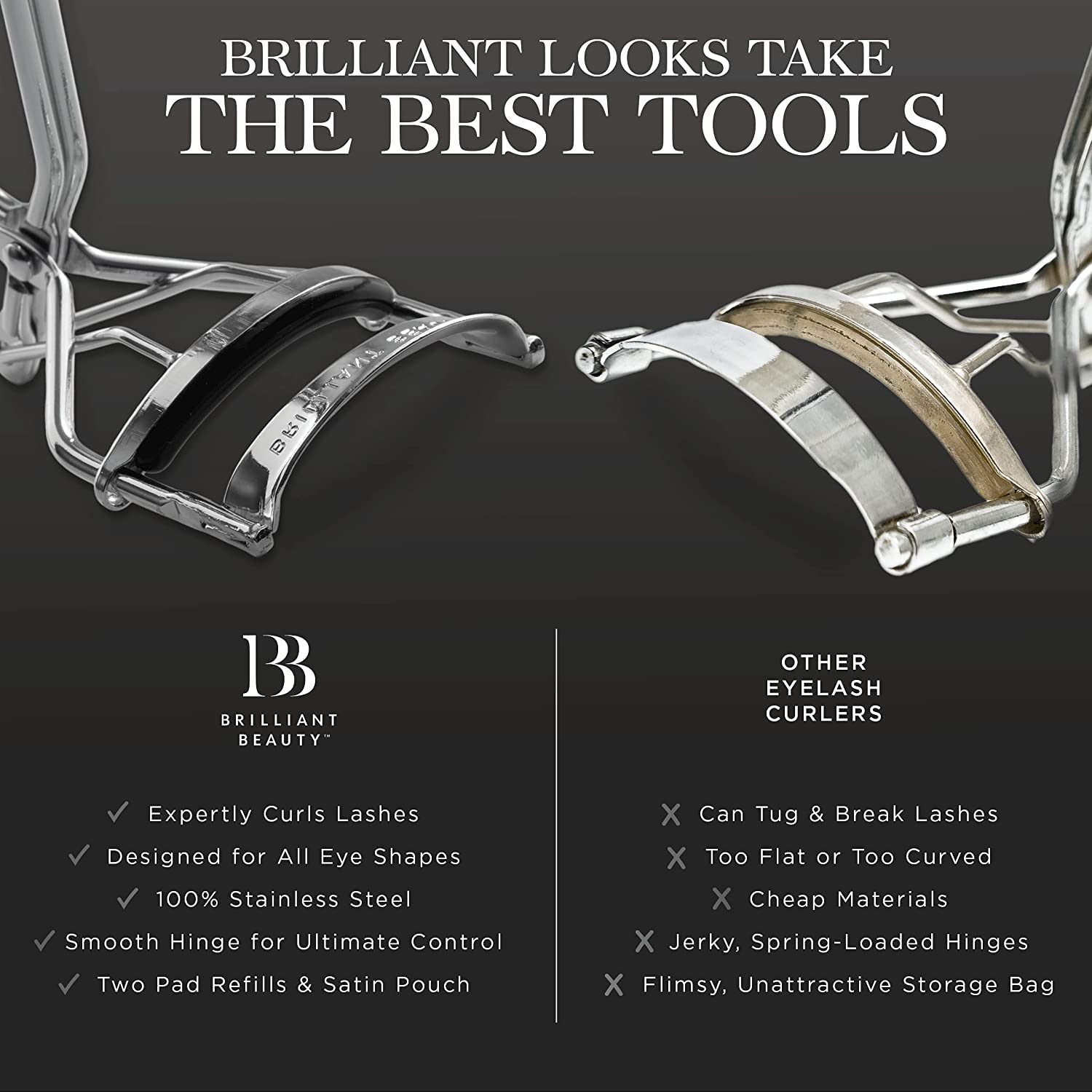 Brilliant Beauty soft pads cushion lashes and prevent pinching