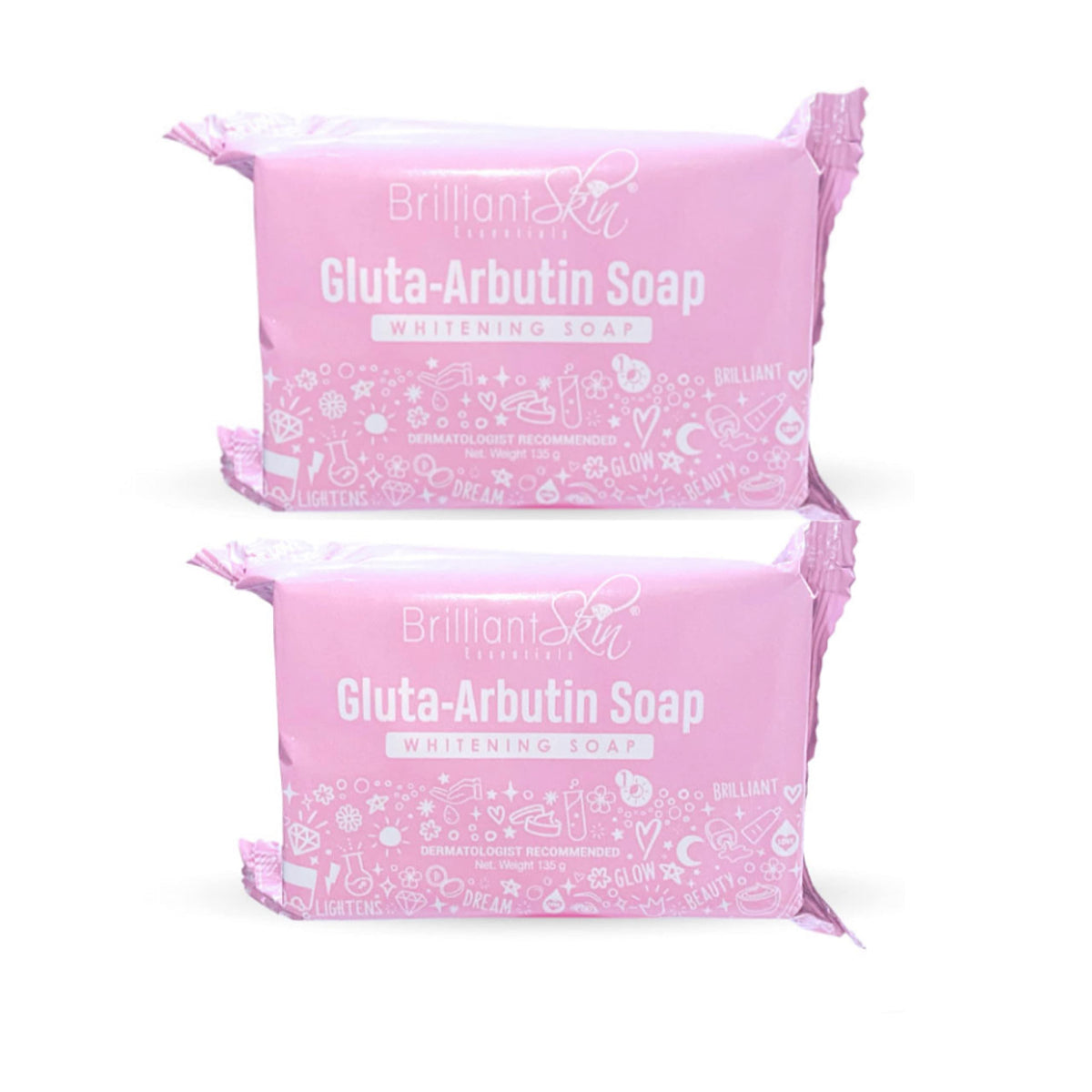 Brilliant Skin Gluta Arbutin Soap Bar 135g pack 2 packaging shot for daily cleansing
