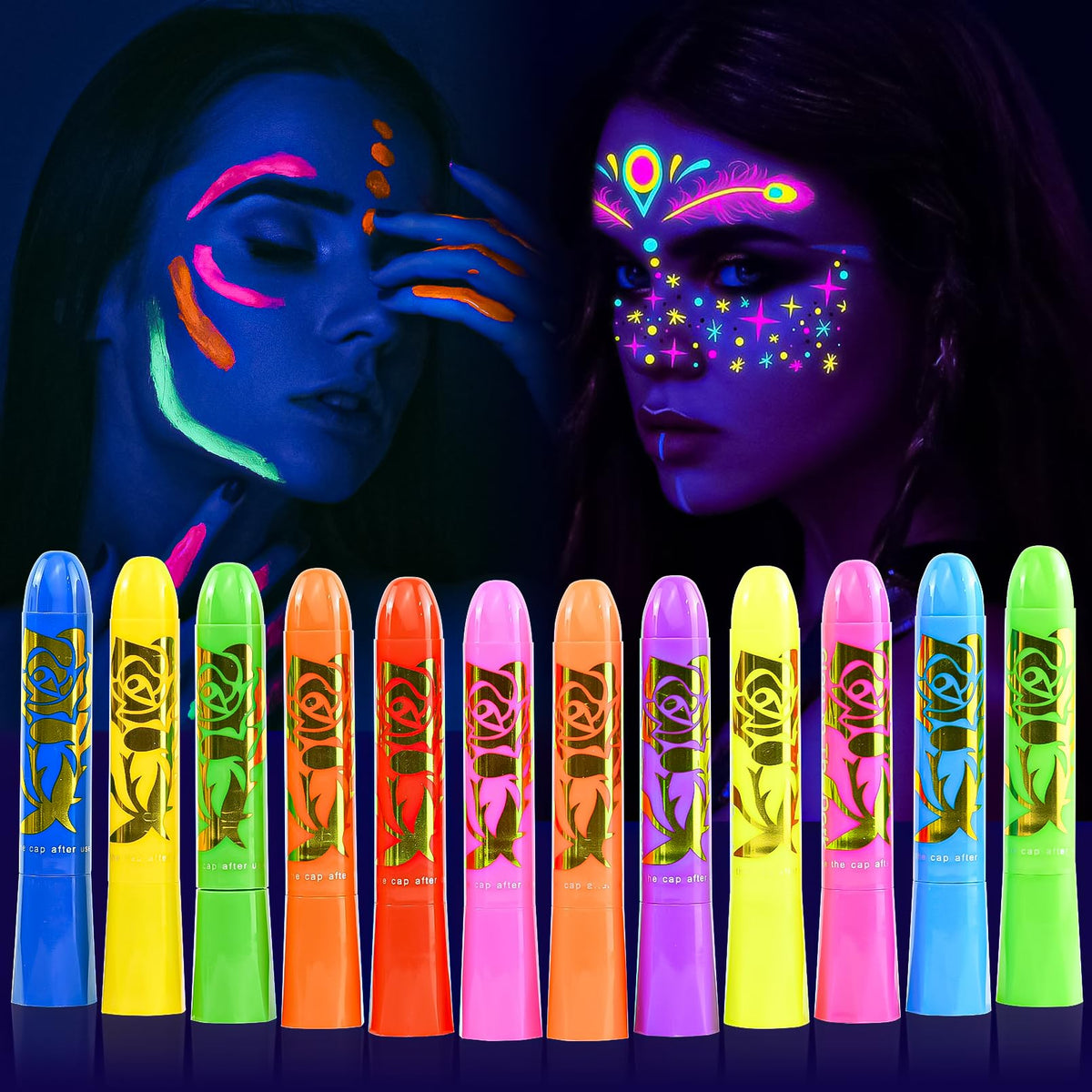 BRIMFULITE Glow UV Paint neon stick extended for bold skin designs under blacklight.