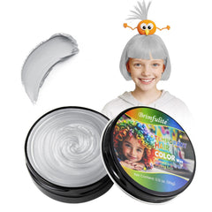 BRIMFULITE silver hair wax packaging shows kid-friendly, washable color.