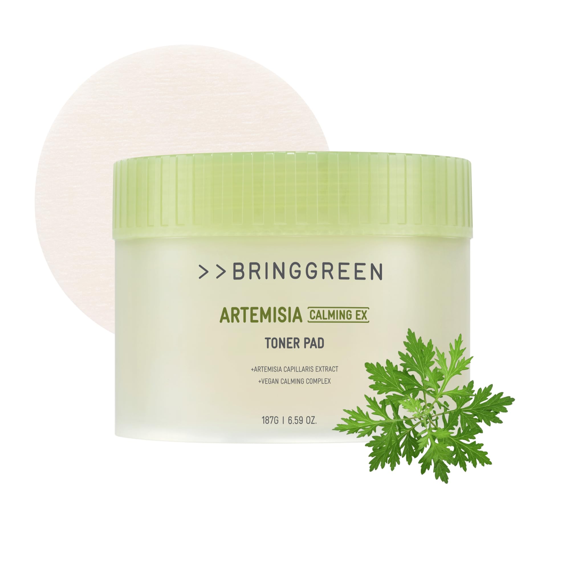 BRING GREEN Artemisia Calming EX Toner Pad pack close-up for daily soothing.