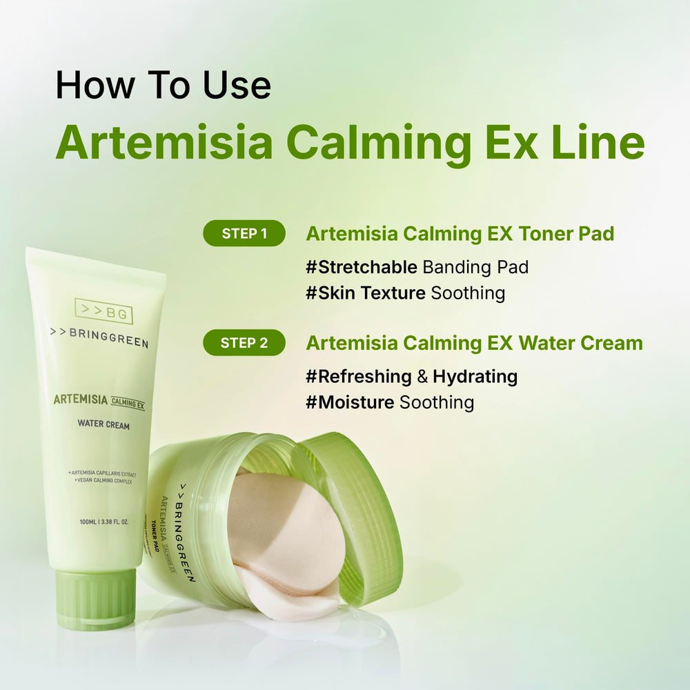 BRING GREEN Artemisia Calming EX Toner Pad vegan-certified complexes support skin comfort.