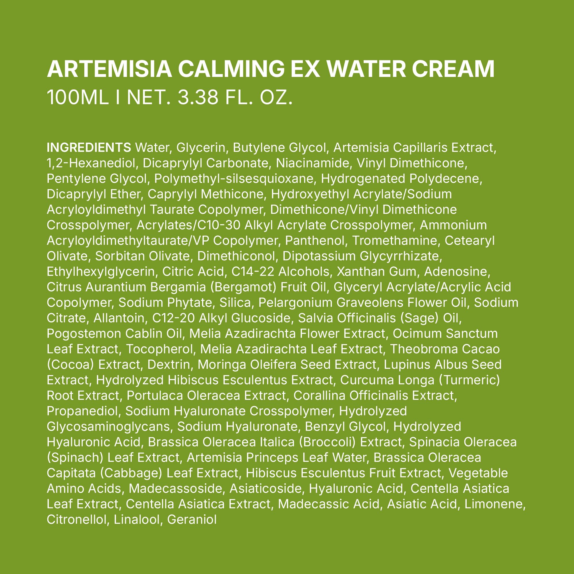 BRING GREEN Artemisia Calming EX Water Cream vegan-certified badge visible on label.