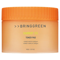 BRING GREEN Carrot Toner Pad packaging showing vegan formula for daily skincare.