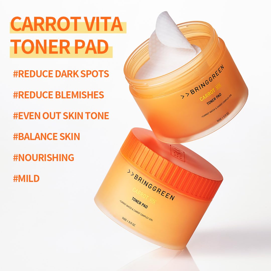 BRING GREEN Carrot Toner Pad pre-soaked pad ready for gentle exfoliation.