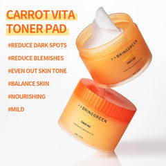 BRING GREEN Carrot Toner Pad pre-soaked pad ready for gentle exfoliation.