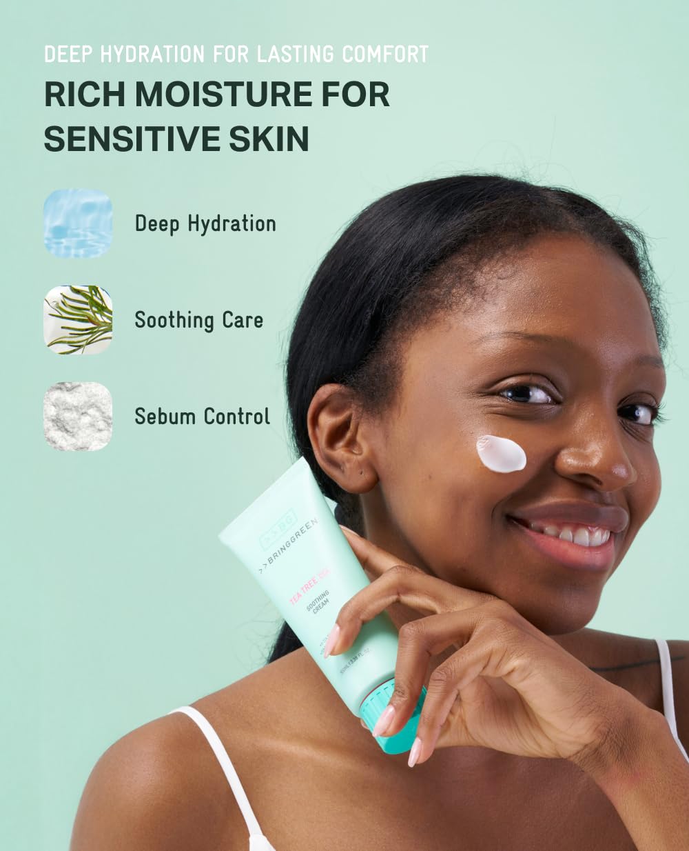 BRING GREEN Cruelty-free vegan badge signals ethical skincare choices.
