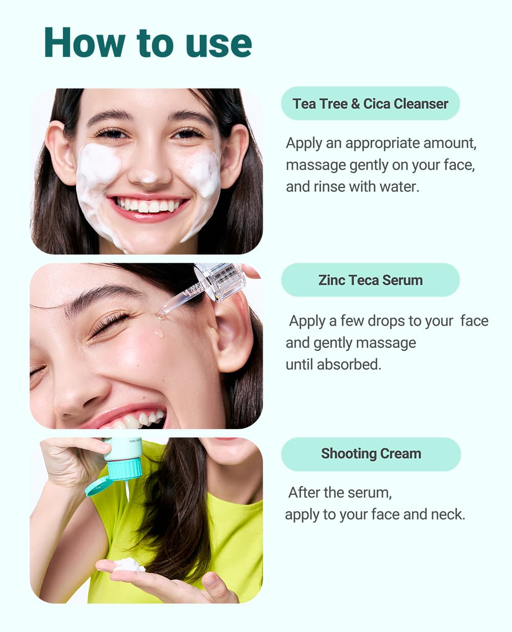BRING GREEN Dresser scene featuring the full Tea Tree Cica Set for daily use.