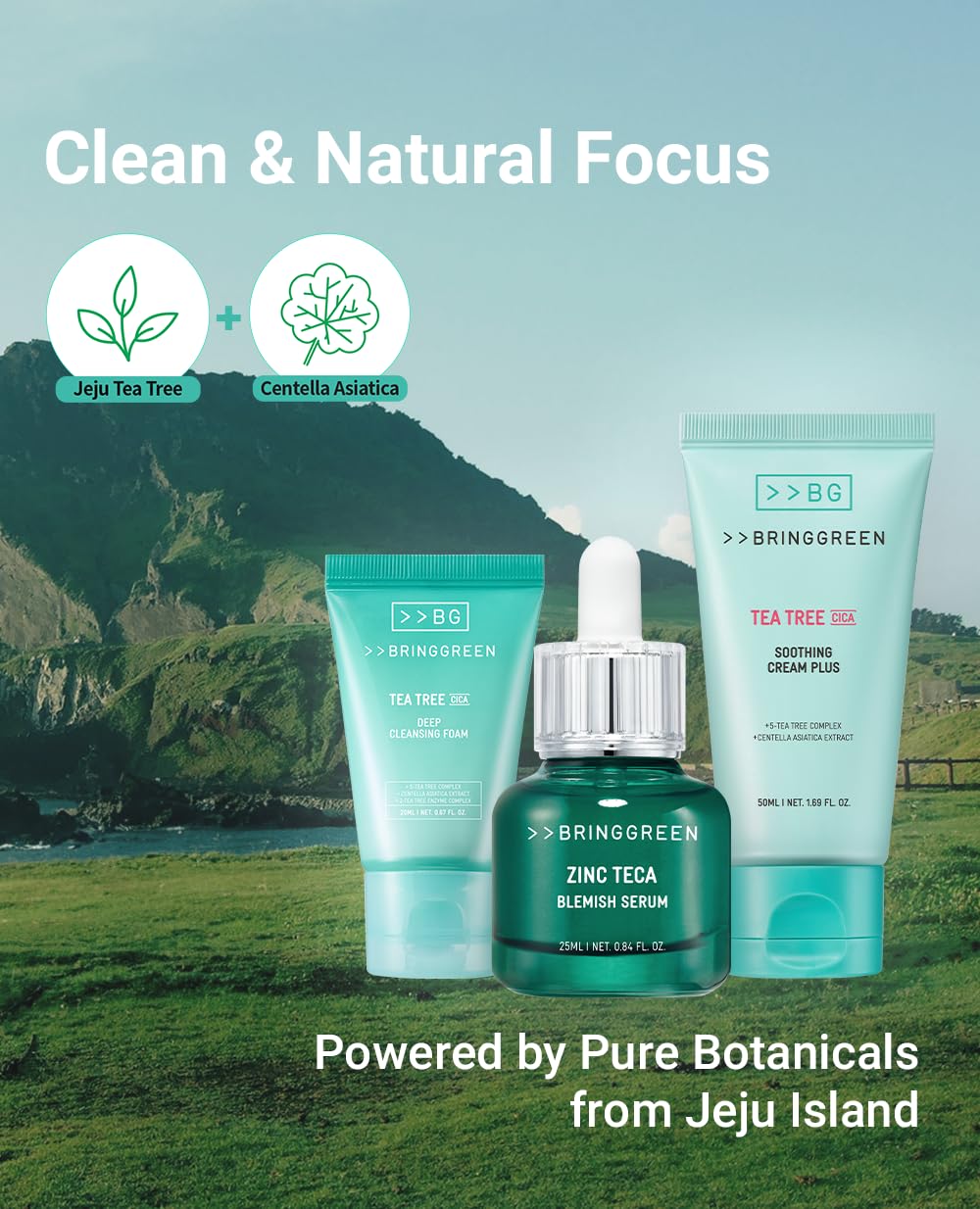 BRING GREEN Zinc Teca Serum close-up, light formula aimed to refine pores and texture.