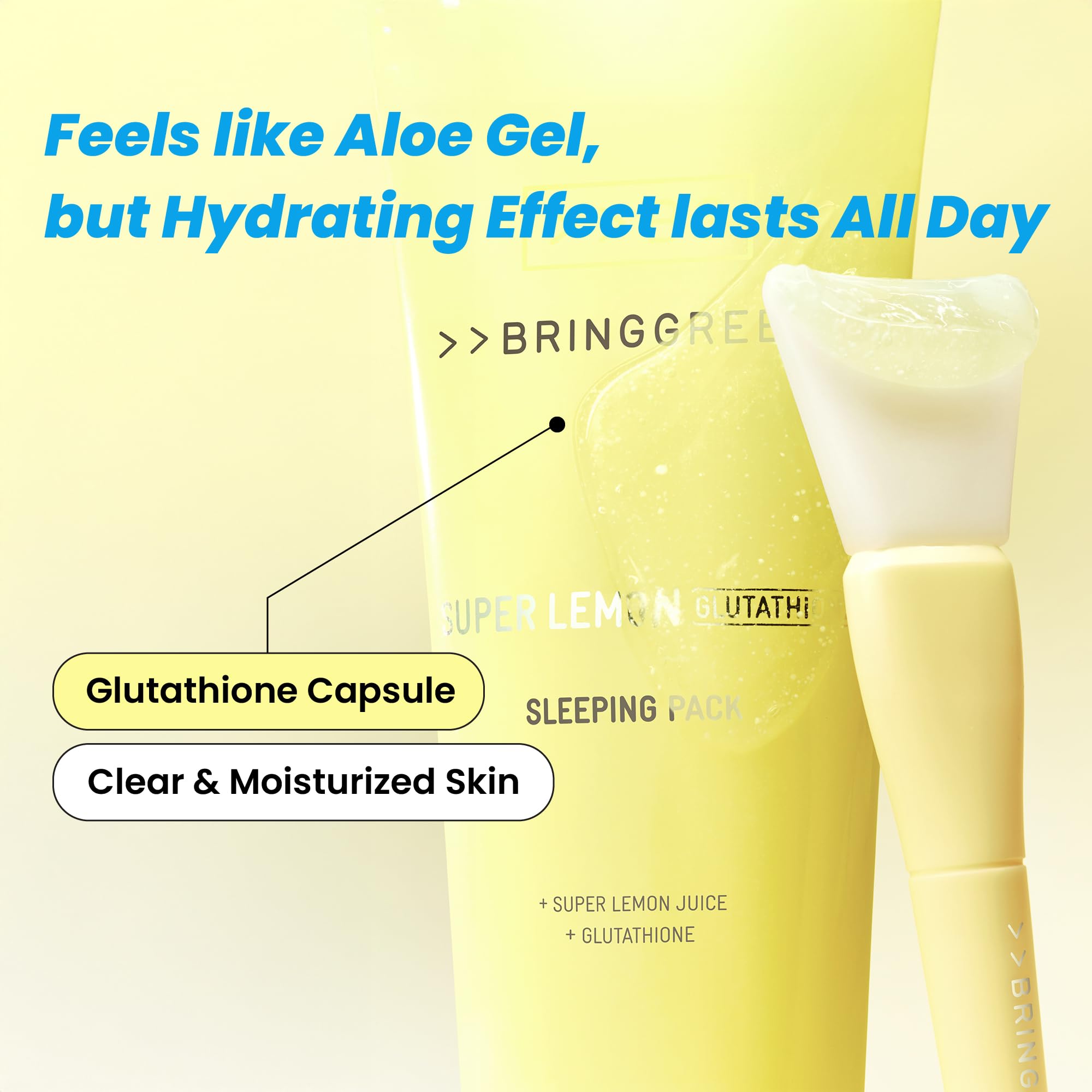BRING GREEN Super Lemon Sleeping Pack skin glow after overnight use.