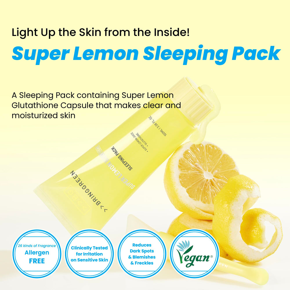 BRING GREEN Super Lemon Sleeping Pack texture swirl demonstrates lightweight, non-sticky hydration.