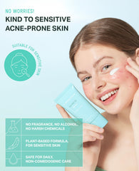 BRING GREEN Tea Tree CICA Mineral Sunscreen spread on skin showing sheer finish