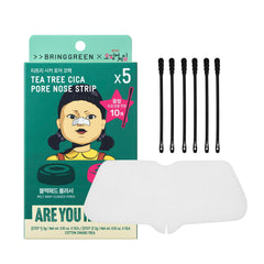 BRING GREEN Tea Tree Cica Pore Nose Strip packaging showcasing 5P kit for clear pores
