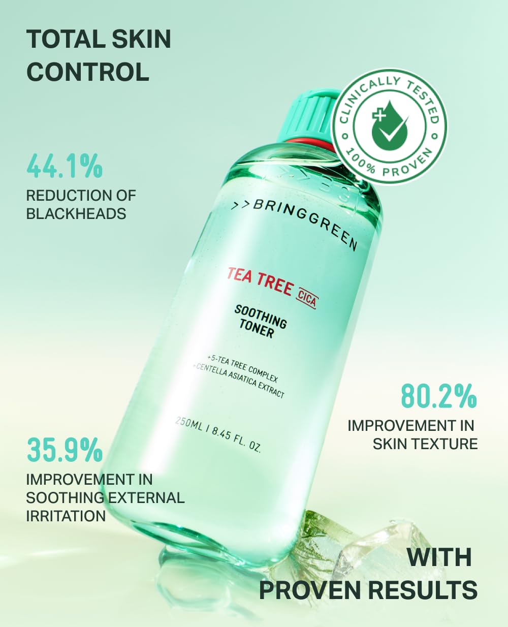 BRING GREEN Tea Tree CICA Toner ingredients list closeup