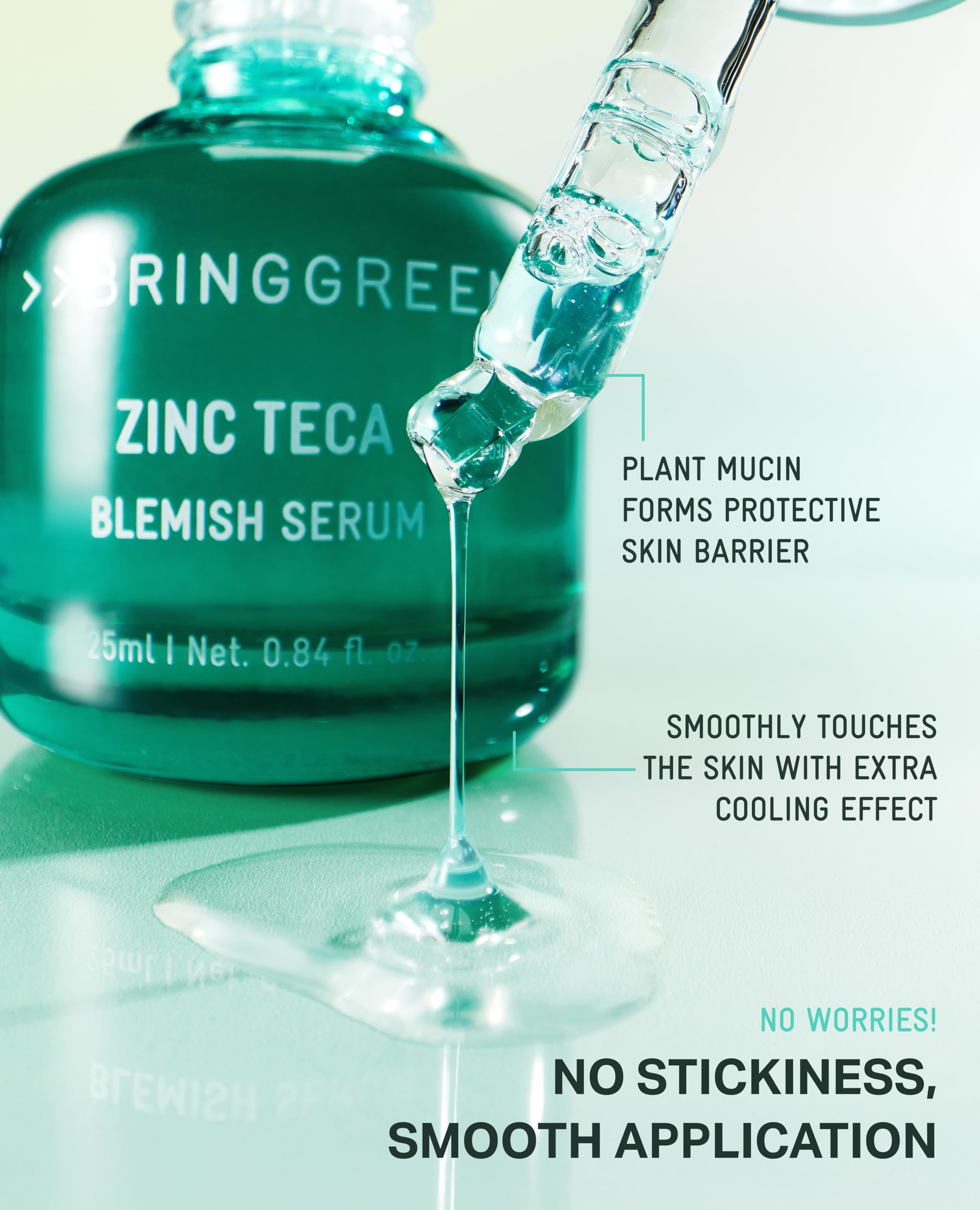 BRING GREEN Zinc Teca serum skin closeup hints balanced hydration
