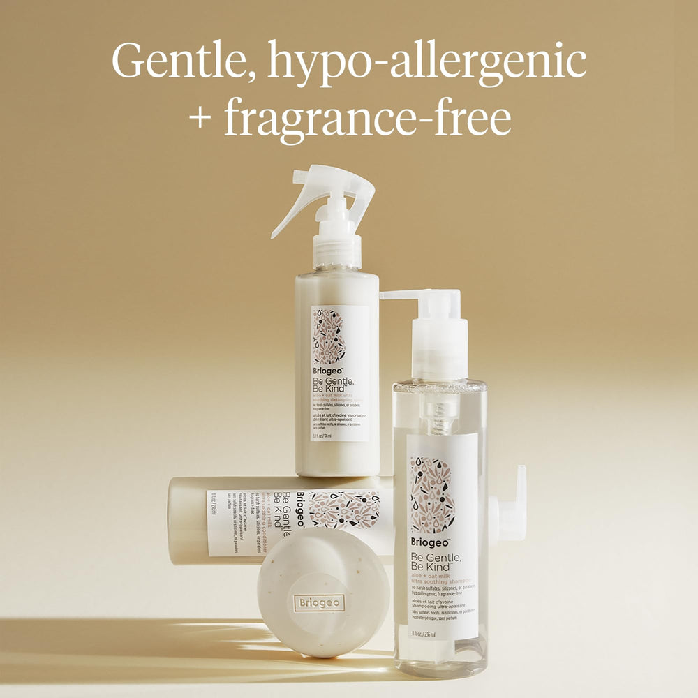 Briogeo Be Gentle Be Kind FSC-certified packaging and bar.