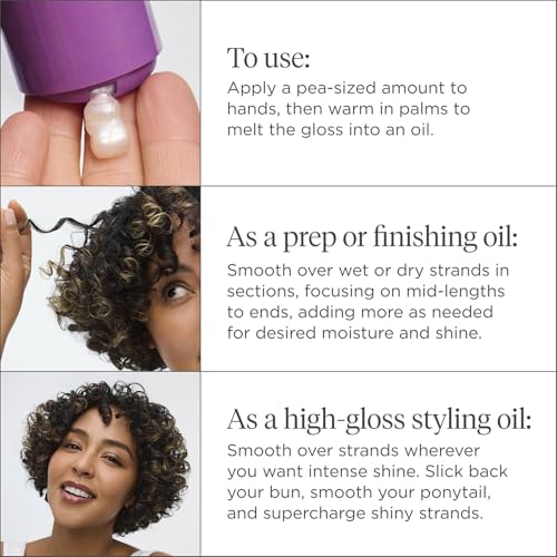 Coily hair texture appearing softer and more manageable after using Briogeo oil