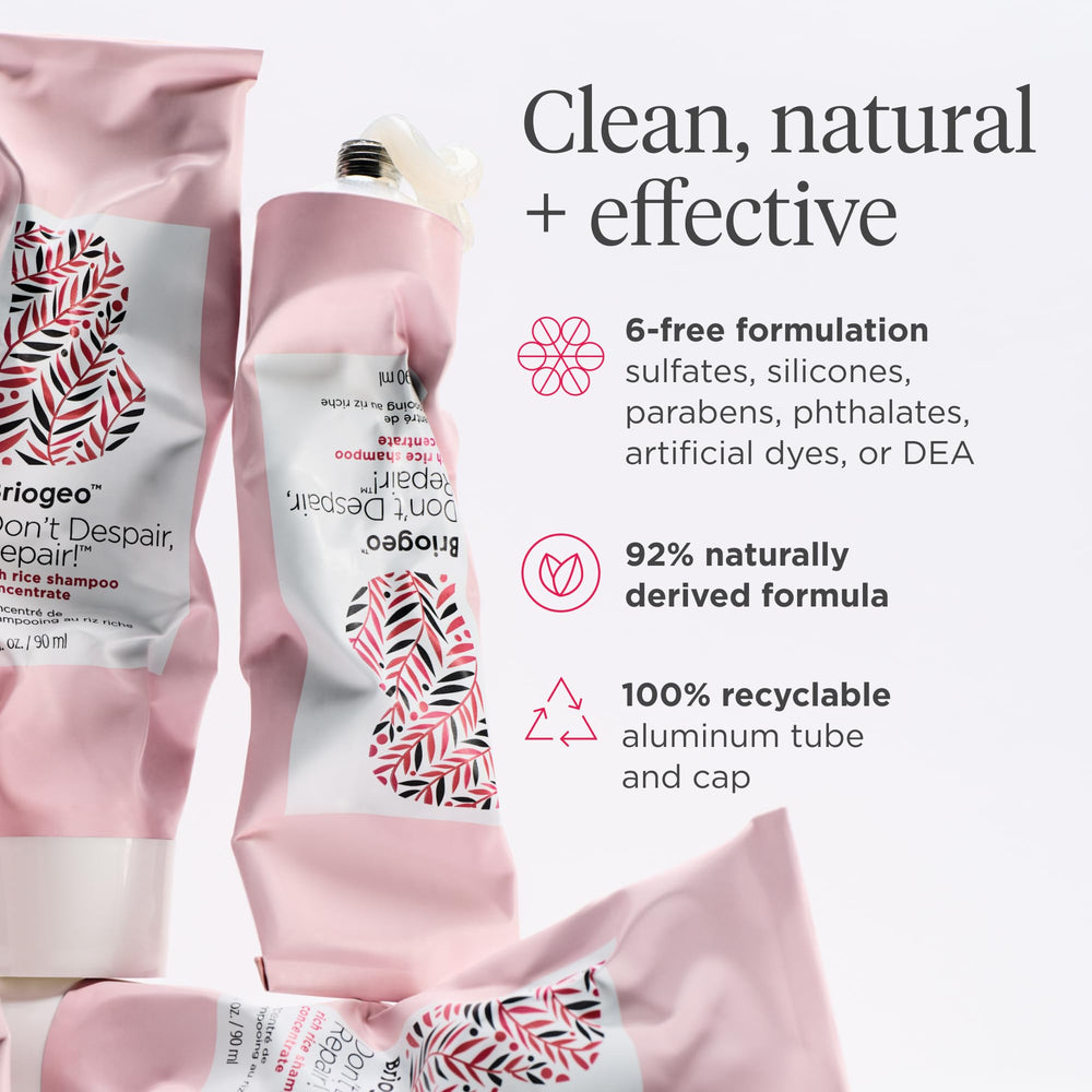 Briogeo Don't Despair, Repair Recyclable aluminum tube packaging emphasizes sustainability