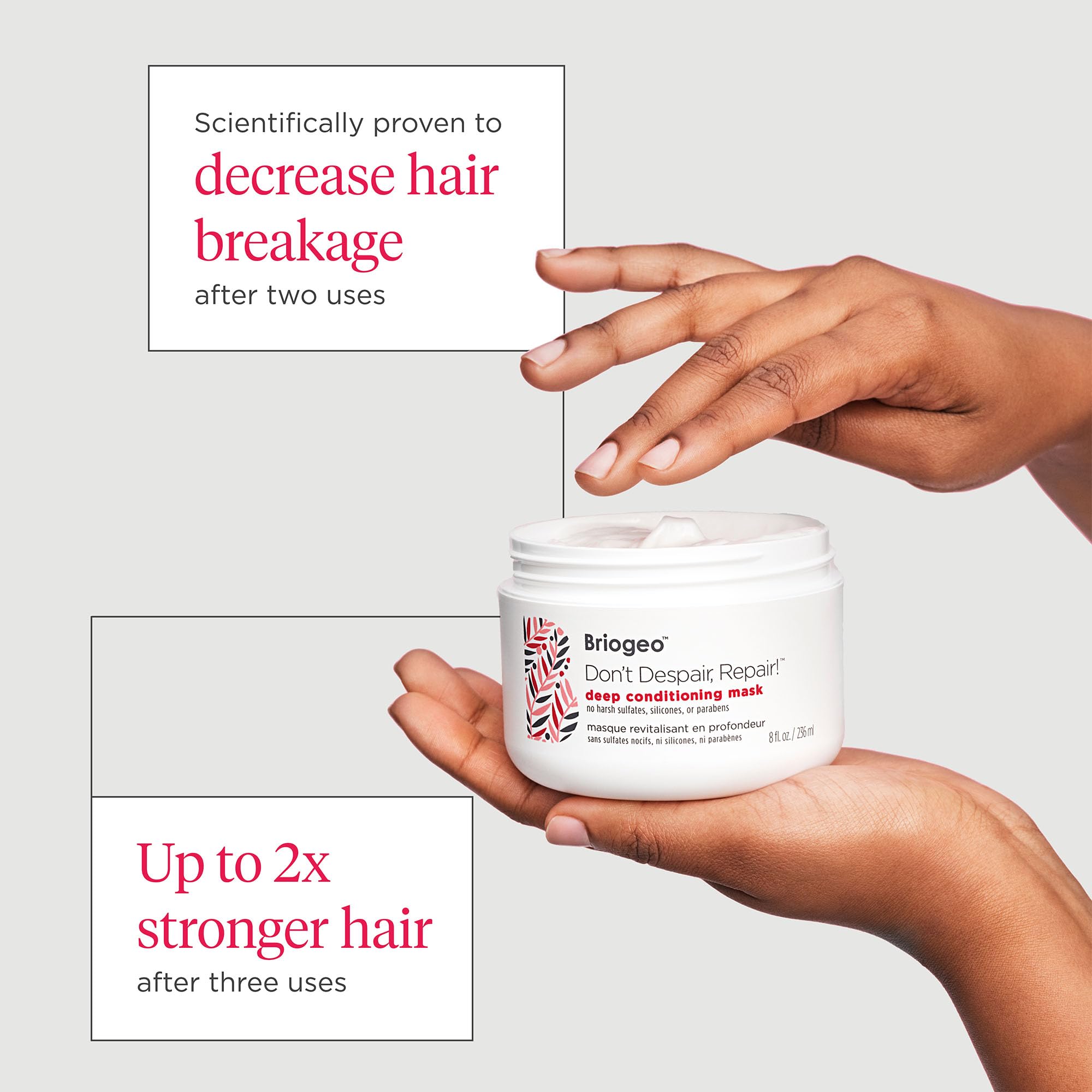 Briogeo Don't Despair Repair Mask being massaged through strands.