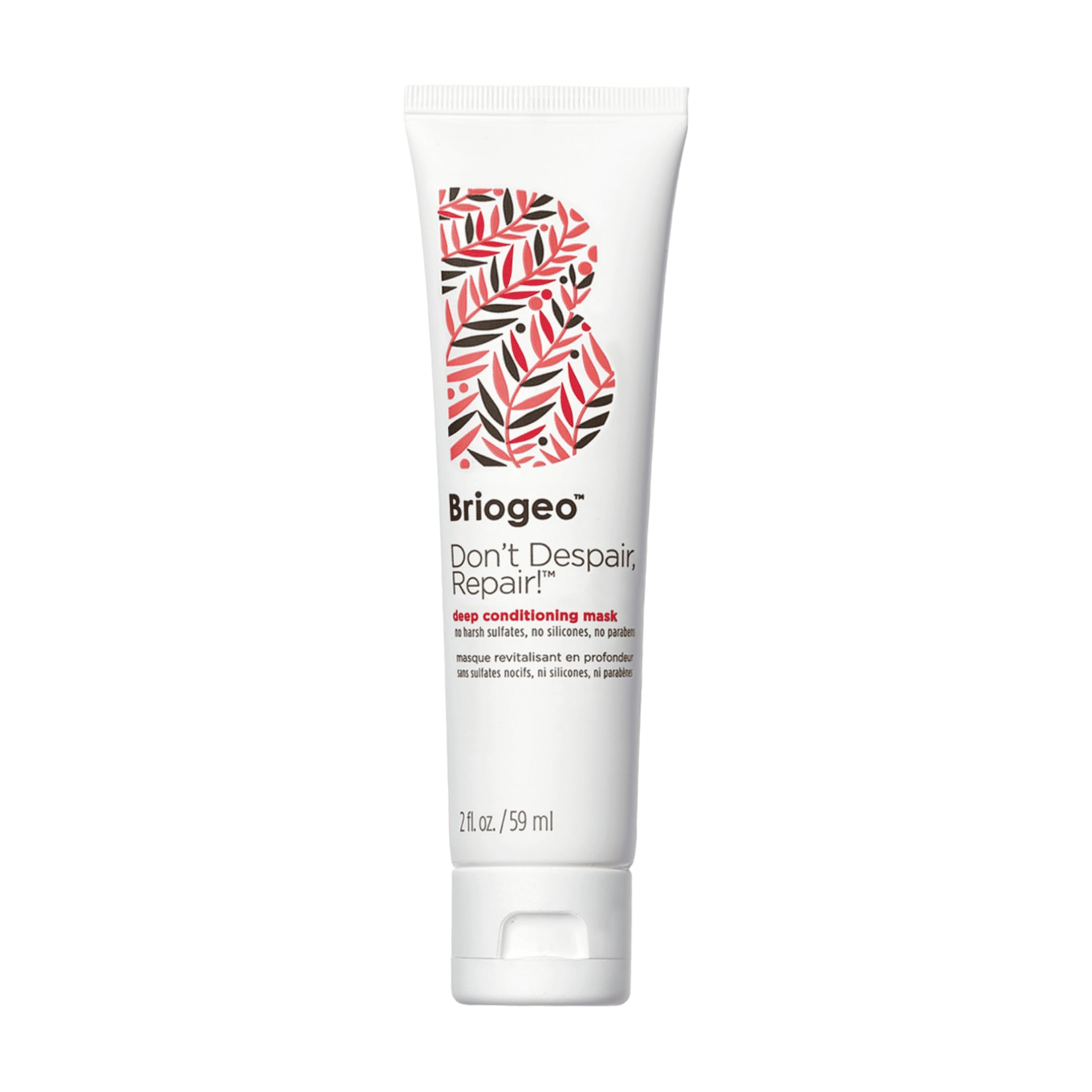 Briogeo Don't Despair, Repair! jar closeup showing rich conditioner for dry hair care