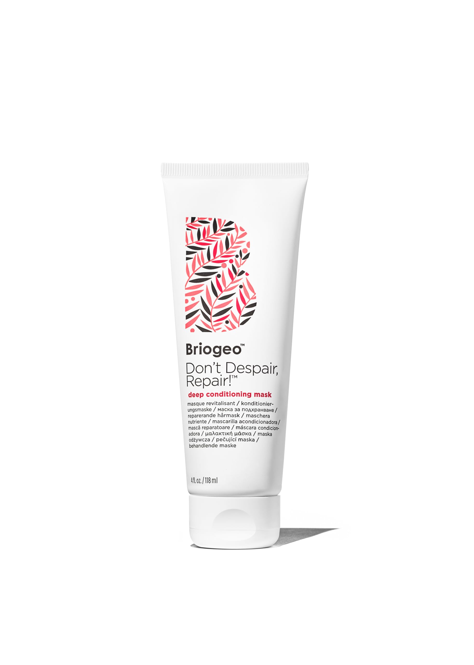Briogeo Don't Despair Repair Mask jar closeup showing a rich, creamy conditioner for deep conditioning.