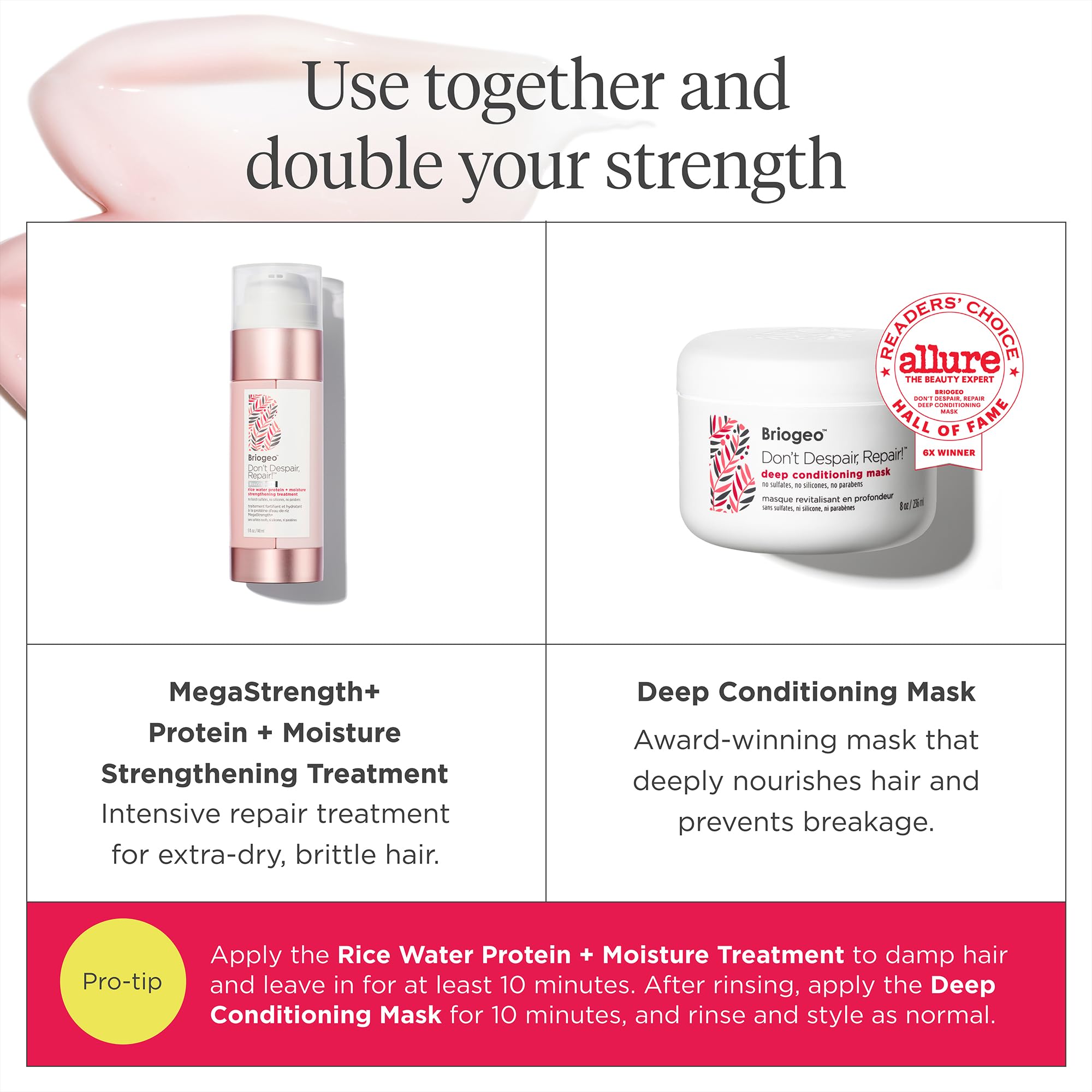 Briogeo Don't Despair Repair Mask jar opened to reveal creamy texture.