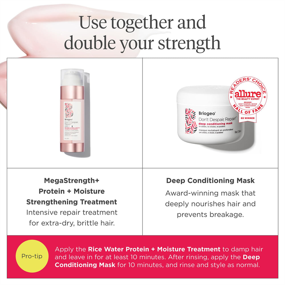 Briogeo Don't Despair Repair Mask jar opened to reveal creamy texture.
