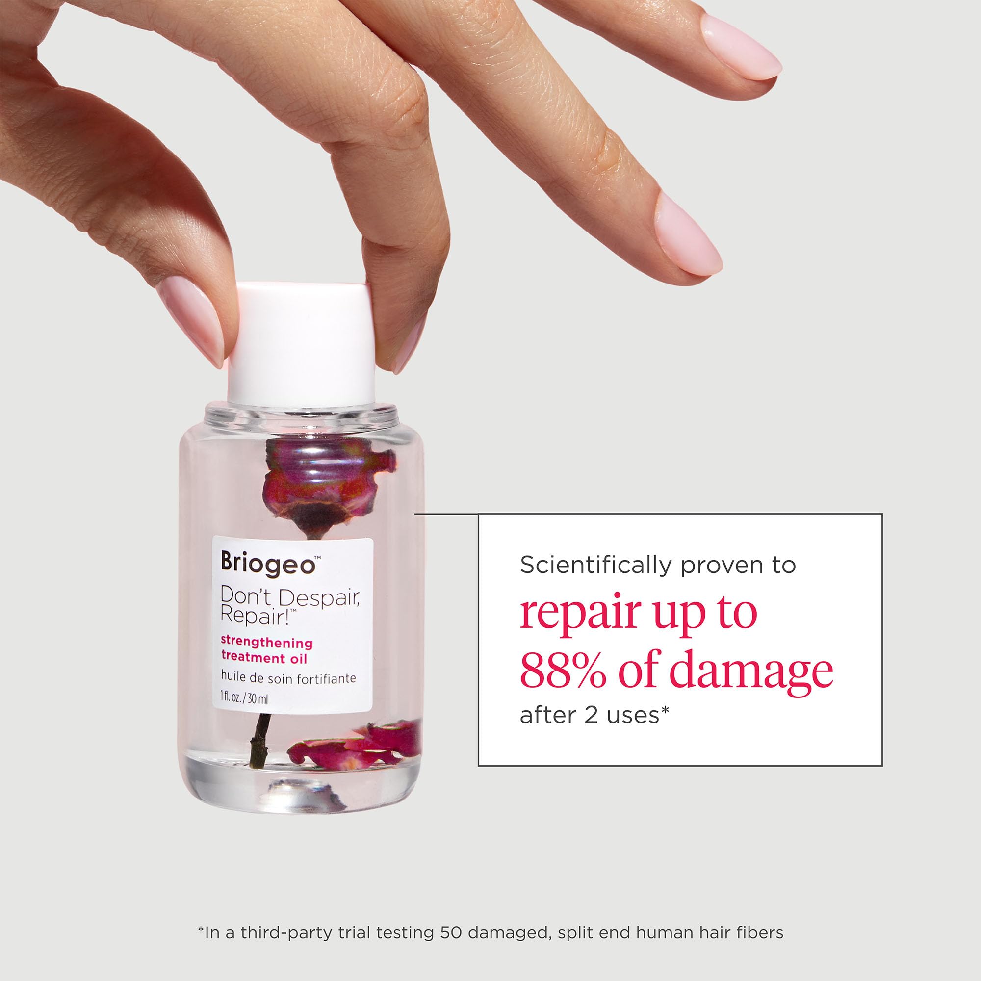 Briogeo Don't Despair, Repair! packaging highlights ceramides and repair technology for stronger hair