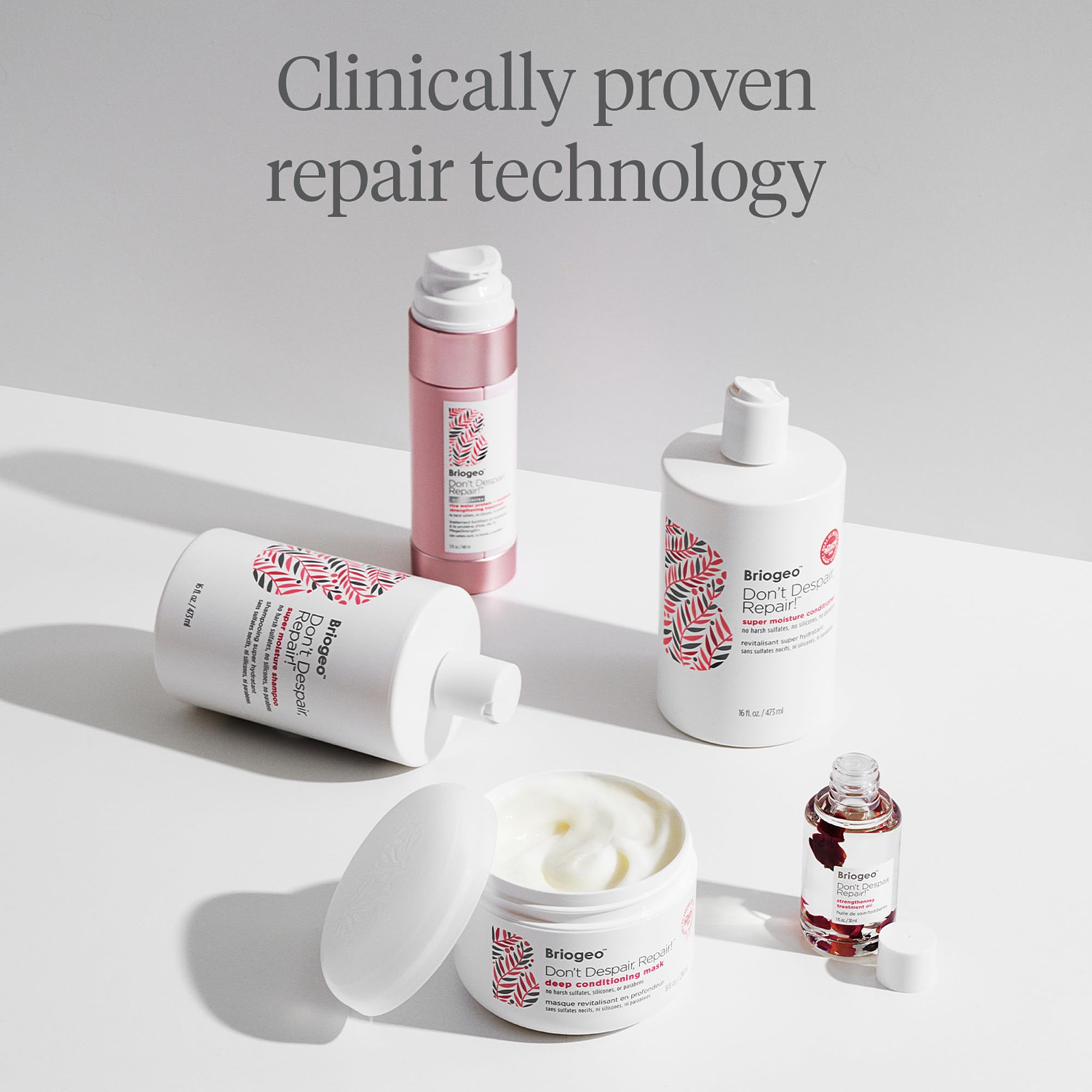 Briogeo Don't Despair, Repair! travel-friendly bottle with pump.