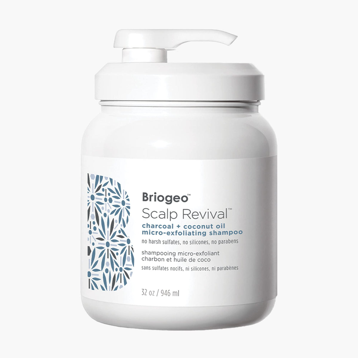Briogeo Scalp Revival charcoal bottle showing detoxifying formula for a refreshed scalp